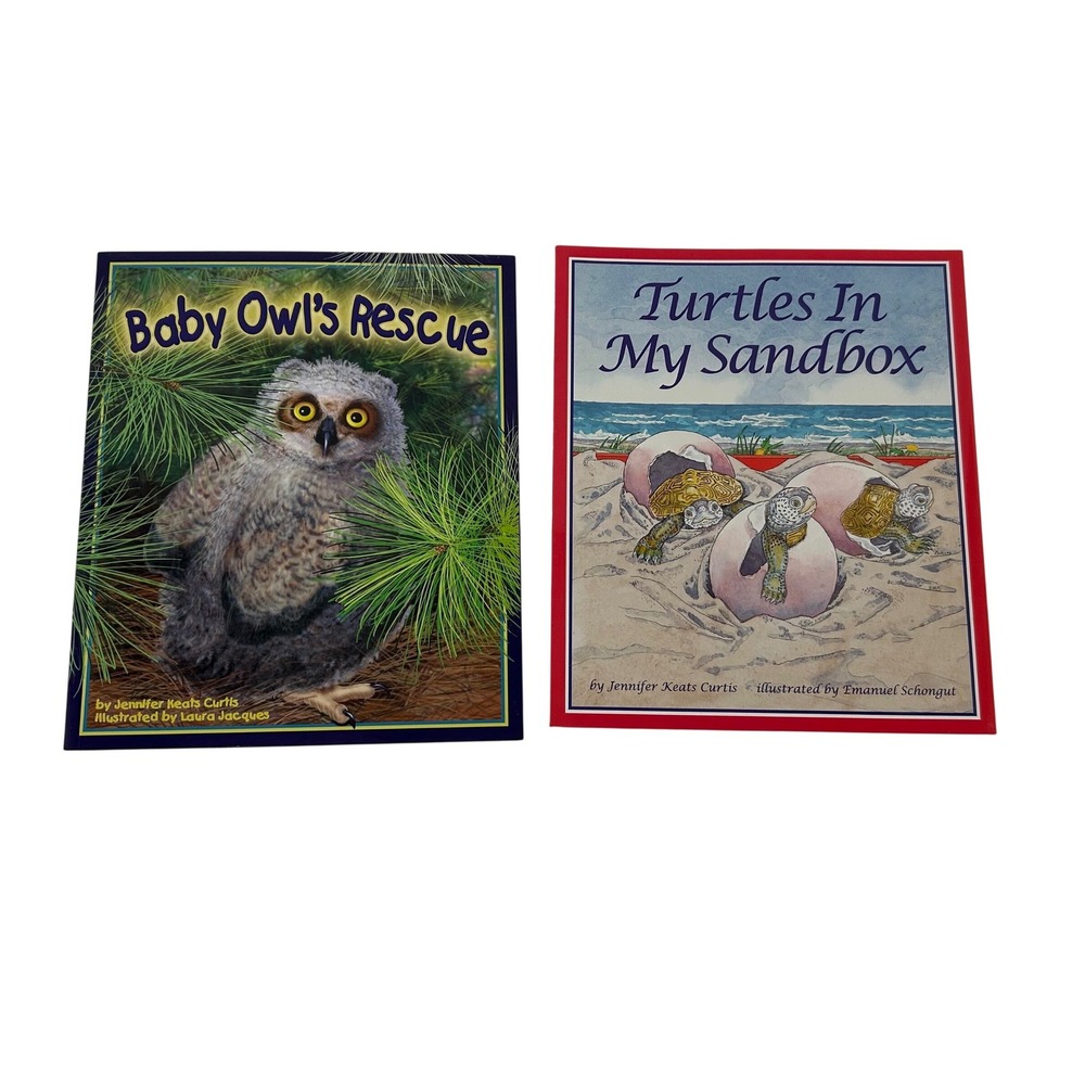 Jennifer Keats Curtis SIGNED Book LOT Baby Owl's Rescue & Turtles In My Sandbox